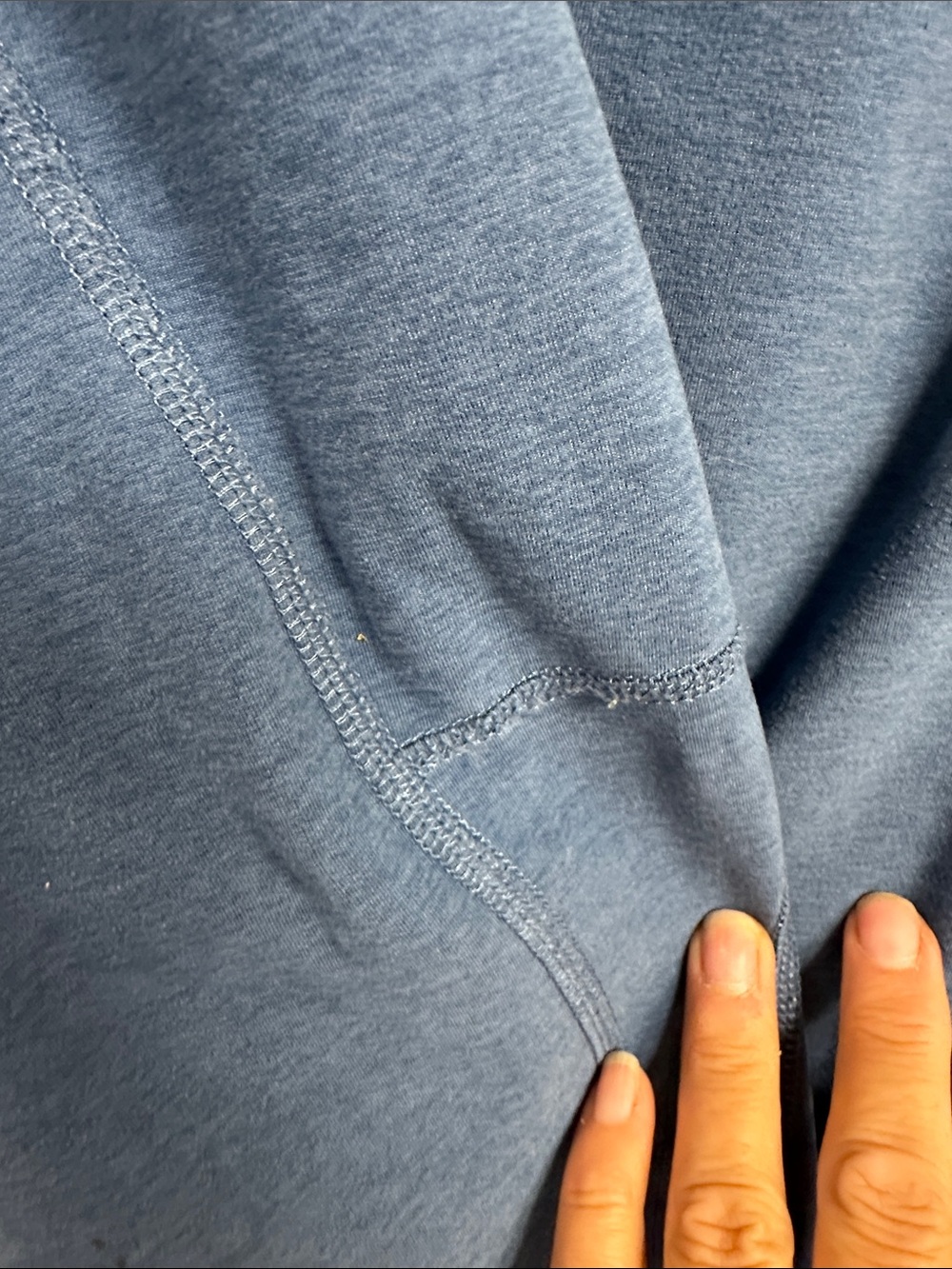 Beyond Yoga Heathered Blue Capri Leggings with Yellow Logo - Picture 6 of 8